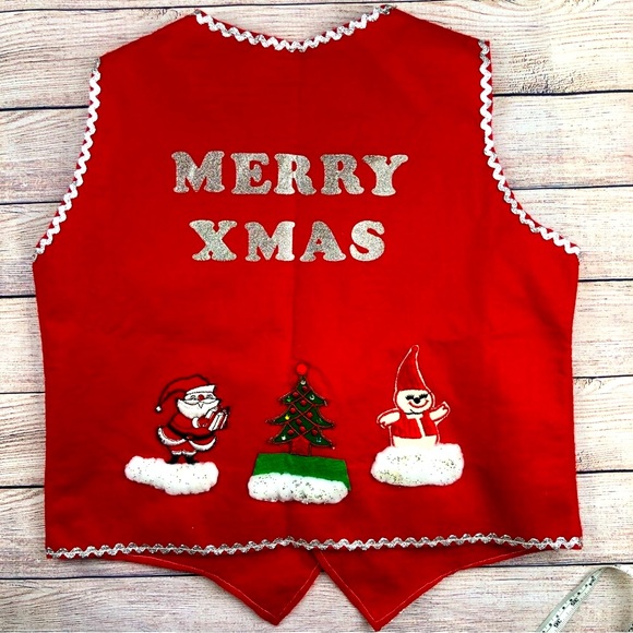 Vintage Handmade Holiday Christmas Vest - Ugly Christmas Sweater - Picture 7 of 12